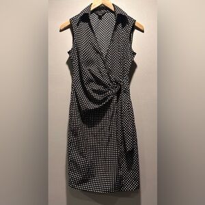 Express Sleeveless Black & White Polka Dot Knee Length Wrap Dress Size 2